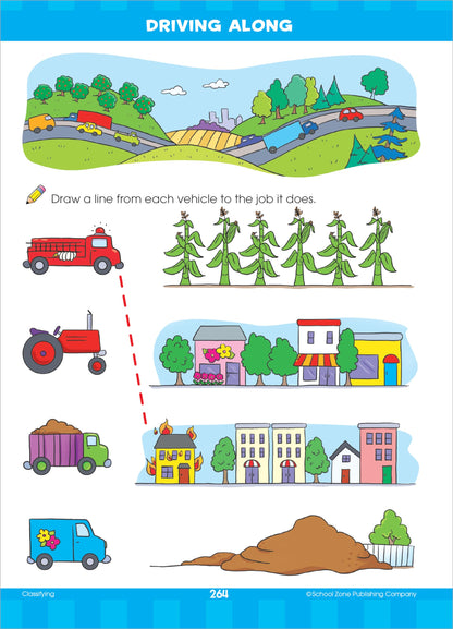 School Zone Big Kindergarten Workbook: 320 Pages, Early Reading and Writing, Numbers 0-20, Basic Math, Matching, Story Order, Ages 5 to 6