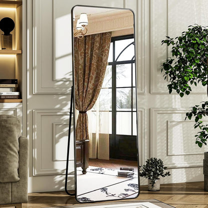 Wall Mirror Frameless Black Aluminium 160 x 50 cm - Modern Full Length Design