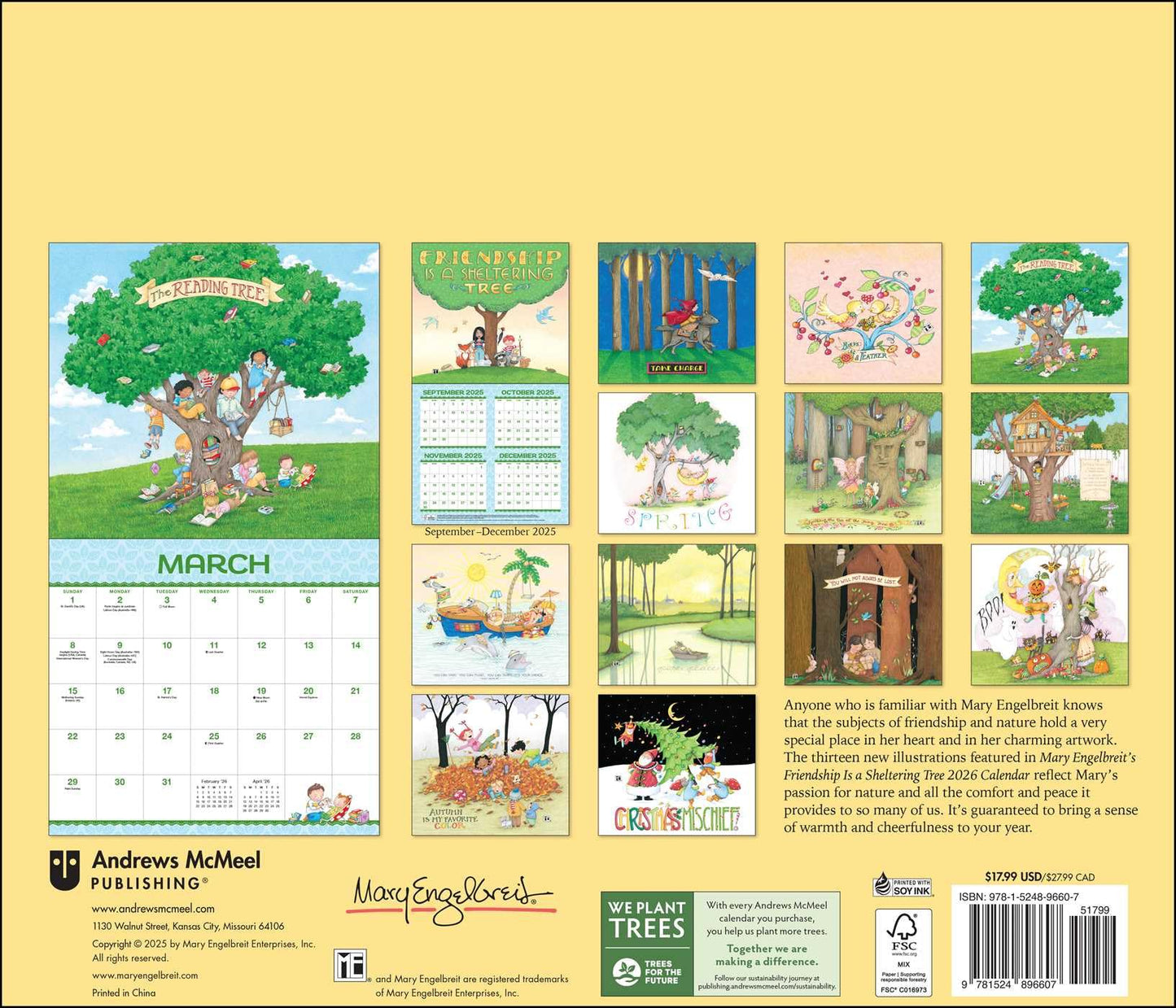 Mary Engelbreit's Friendship Is a Sheltering Tree 2026 Deluxe Wall Calendar