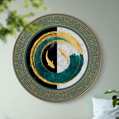 Abstract Modern Art Canvas Painting with Golden Slim Frame 58 cm x 58 cm