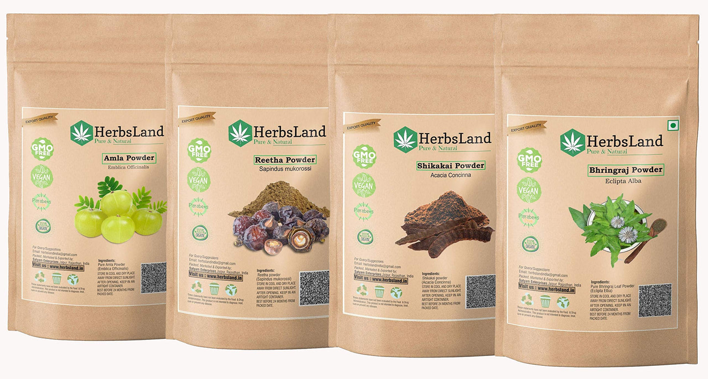 Organic Amla Reetha Shikakai Bhringraj Powder for Hair Care