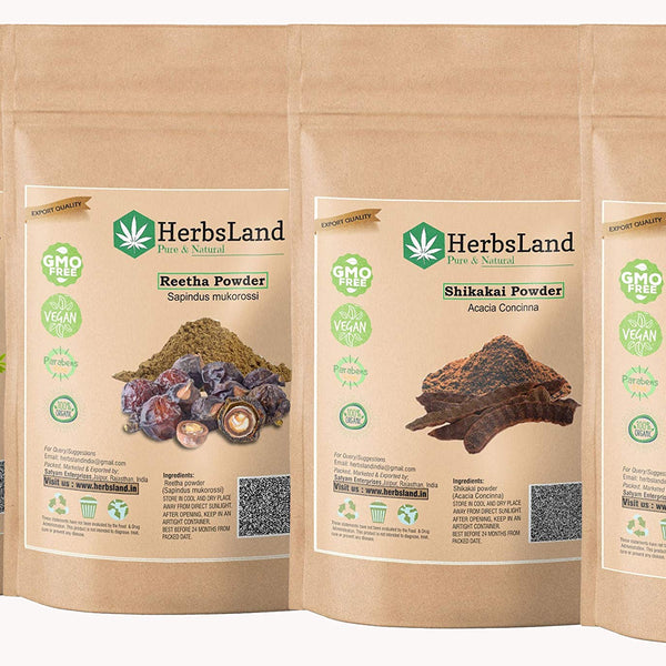 Organic Amla Reetha Shikakai Bhringraj Powder for Hair Care