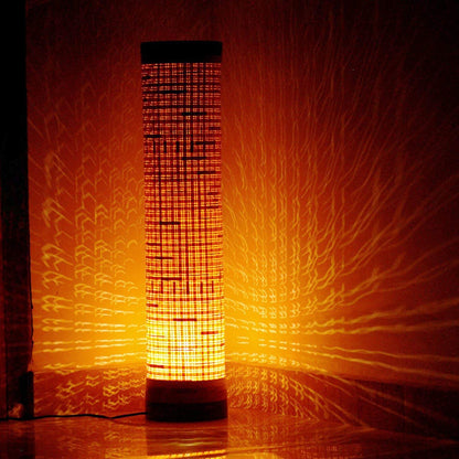 LED Floor Lamp Modern Bamboo Natural Brown 28 Inch