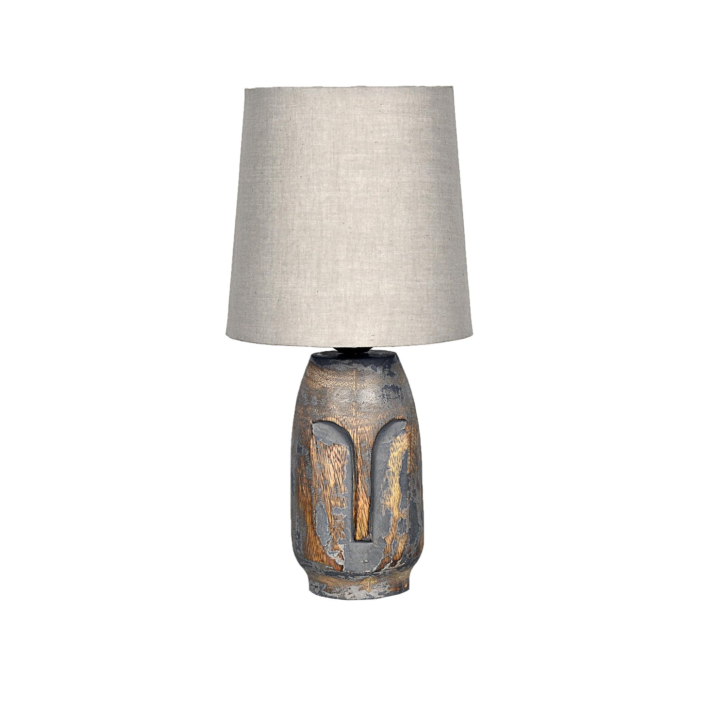 Table Lamp Rustic Design Wood Grain Gray 15x15x33cm
