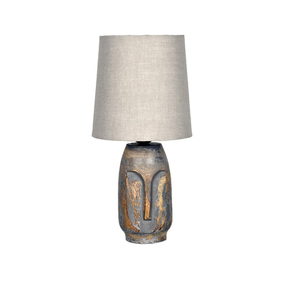 Table Lamp Rustic Design Wood Grain Gray 15x15x33cm