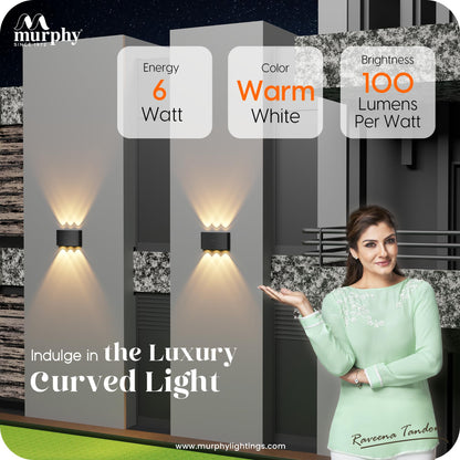 LED Up Down Outdoor Wall Light with Aluminium Body - Warm White - IP65 Waterproof - 6W