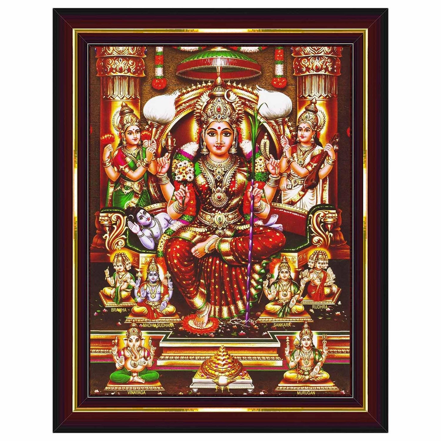 Wall Painting - Framed Wooden - 6 x 8 Inch - Brown - Lalitha Devi for Pooja