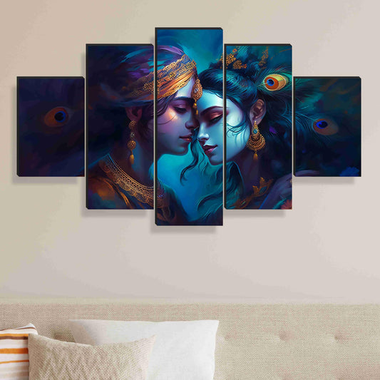 3D Modern Art Wall Painting Set of Five - Engineered Wood Frames - 76.2 cm x 45 cm