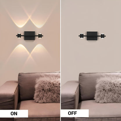 LED Wall Light Modern Design Matt Black Aluminium 2 Up 2 Down  Warm White