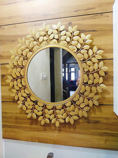 Wall Mirror - Rust Proof & Weather Proof - Gold - 61 cm | 24 Inches - Anti-Spatter Glass
