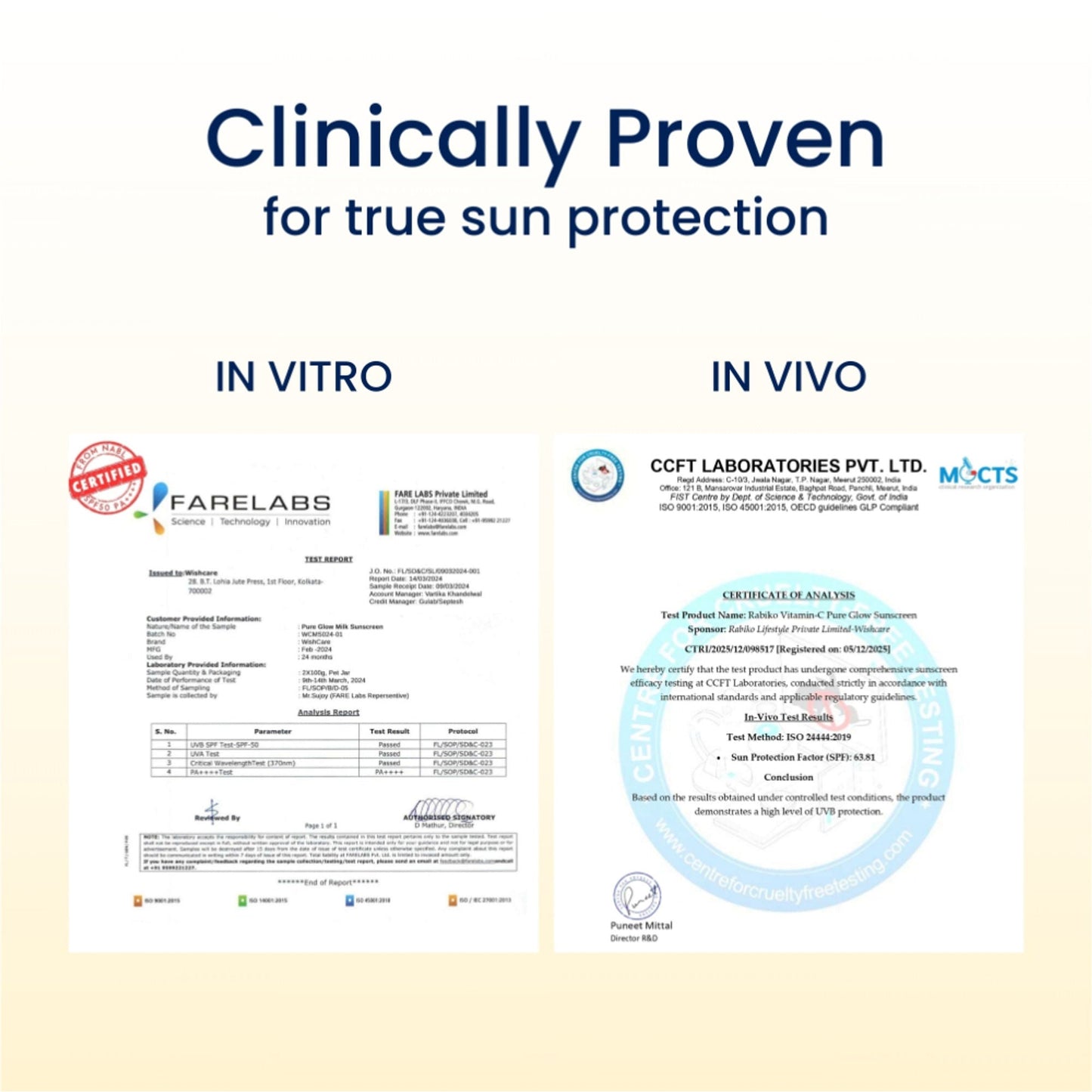 WishCare Vitamin C Pure Glow Brightening Face Sunscreen for Dry Skin with SPF50 PA++++In-Vivo Tested