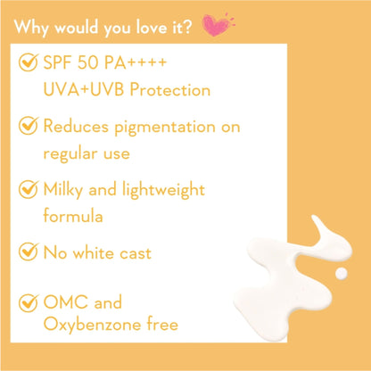 WishCare Vitamin C Pure Glow Brightening Face Sunscreen for Dry Skin with SPF50 PA++++In-Vivo Tested