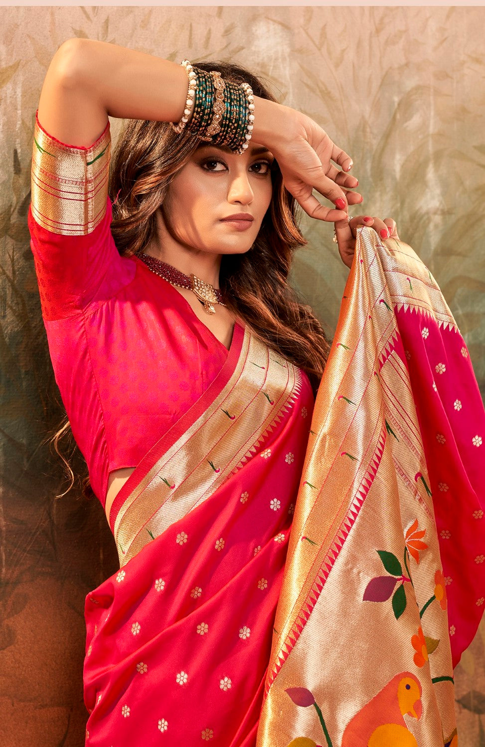 Anaita Pink Designer Zari Weaving Pure Paithani Silk Saree With Blouse