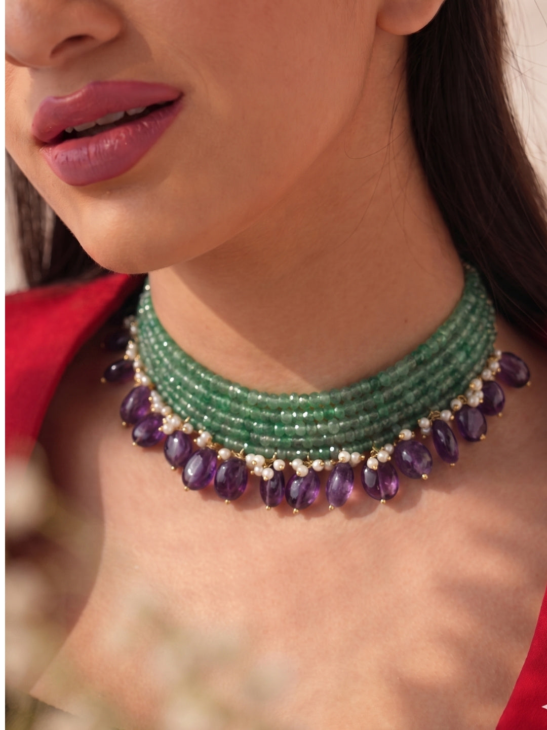 Veda Verdant Glow Gemstone Harmony Necklace Set