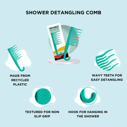 XO Curls Shower Detangling Comb - Green