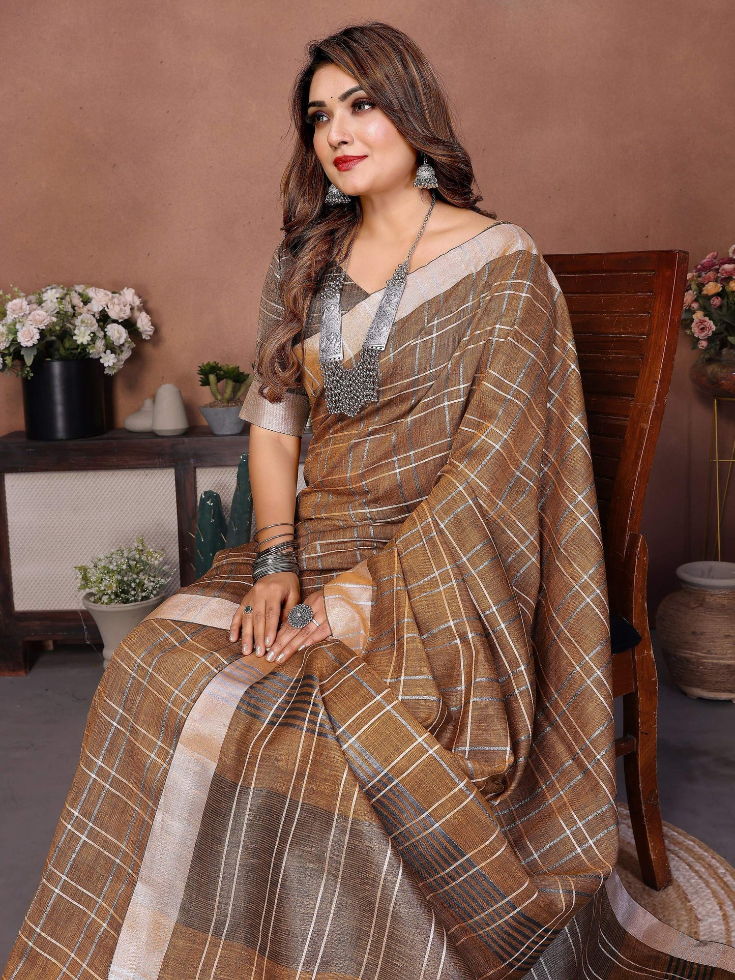 Aastha Fashion Mustard Linen Weaving Saree