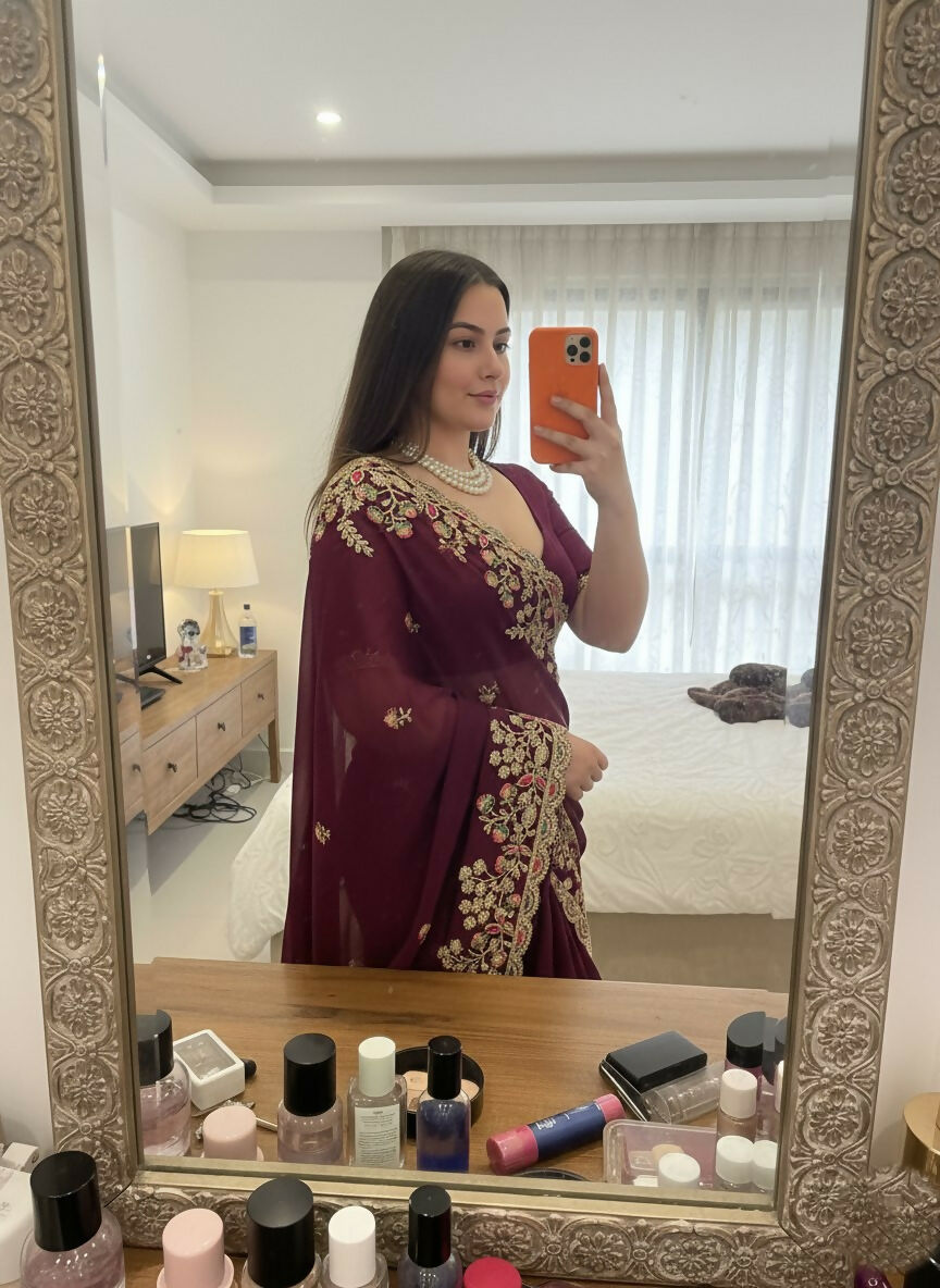 Teeya Creation New Trendy Party Wear Soft Silk Saree-Wine