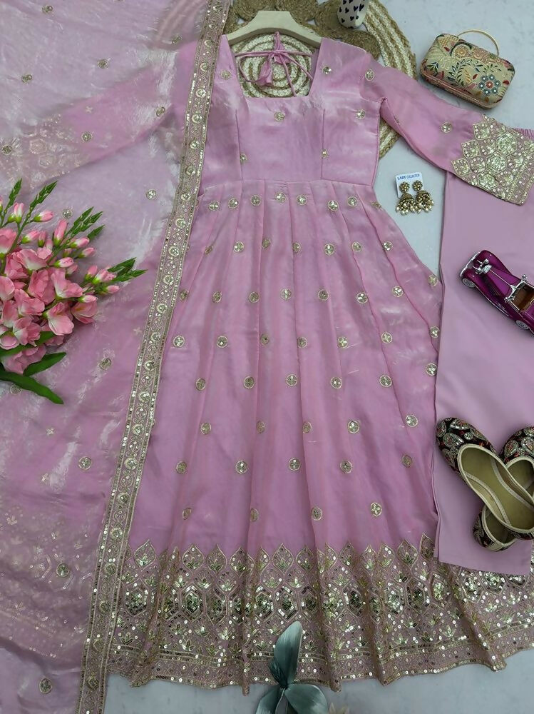 Teeya Creation New Latest Trendy Elegant Pink Festive Anarkali Suit for Women