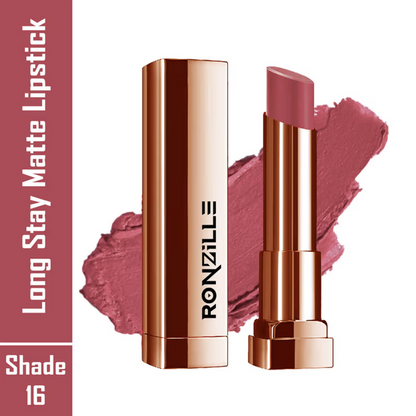 Ronzille Natural Colored Long Stay Matte Lipstick - Shade 16