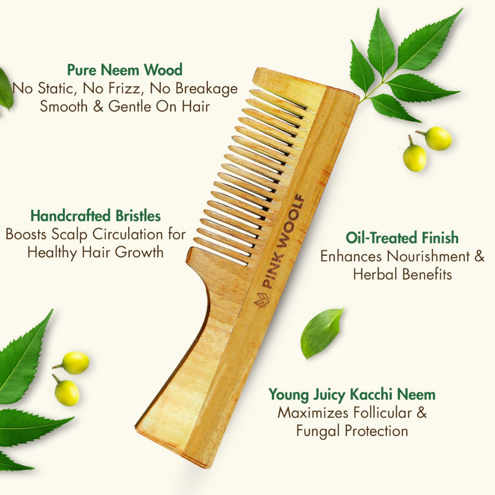Pink Woolf Neem Wood Comb