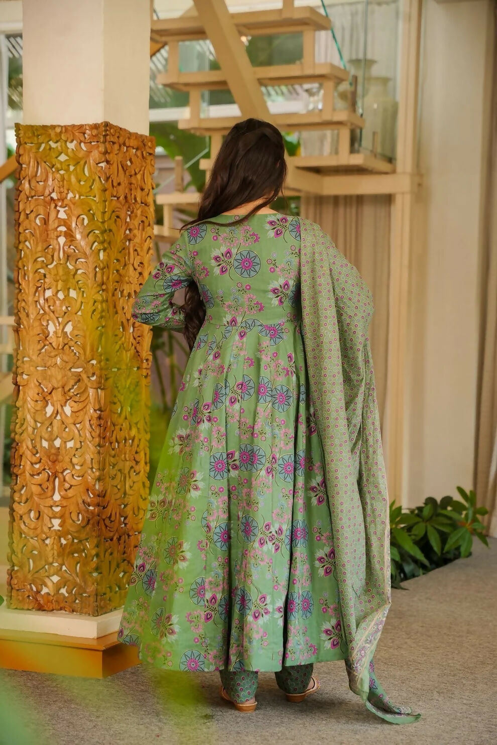 Aayaa Designer Cotton Silk Suit - Light Green
