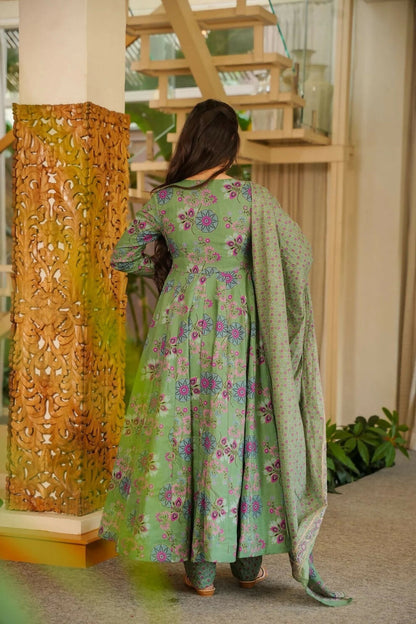 Aayaa Designer Cotton Silk Suit - Light Green