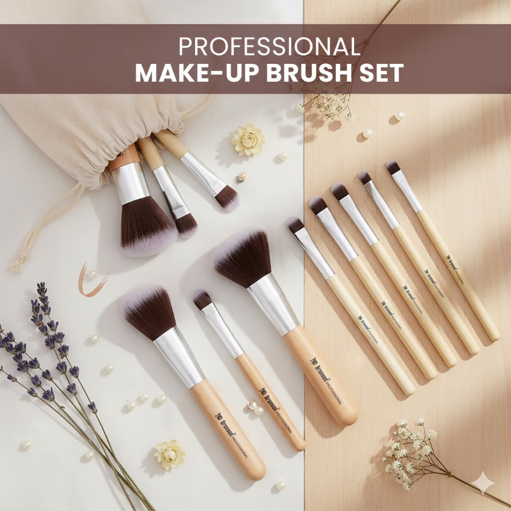 Bronson Professional Bamboo Makeup Brush Set - 11 Pcs