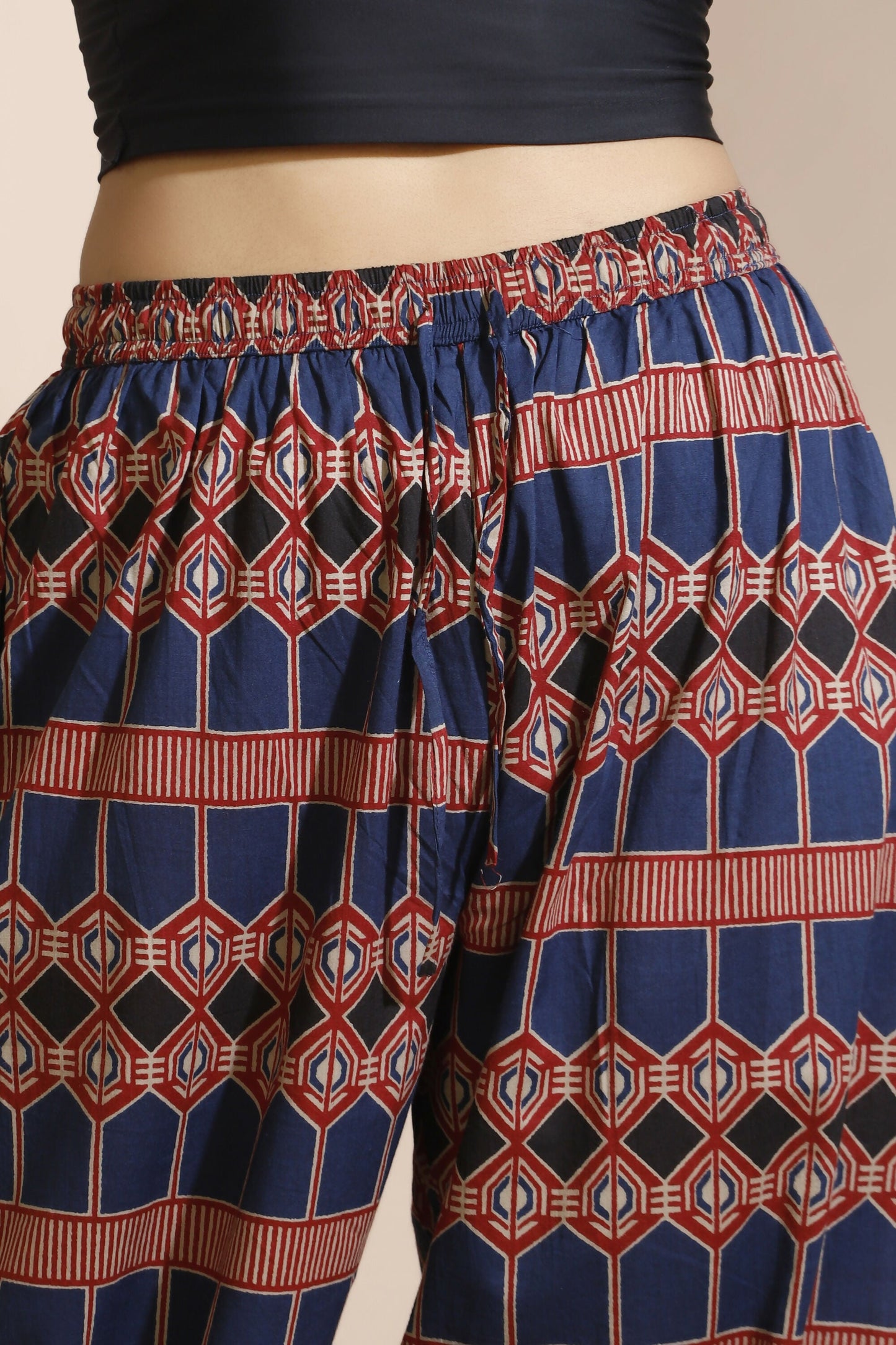 Breathables Women'S Blue Cotton Abstract Print Loungewear Co-Ord Set  Long Kurta & Pants