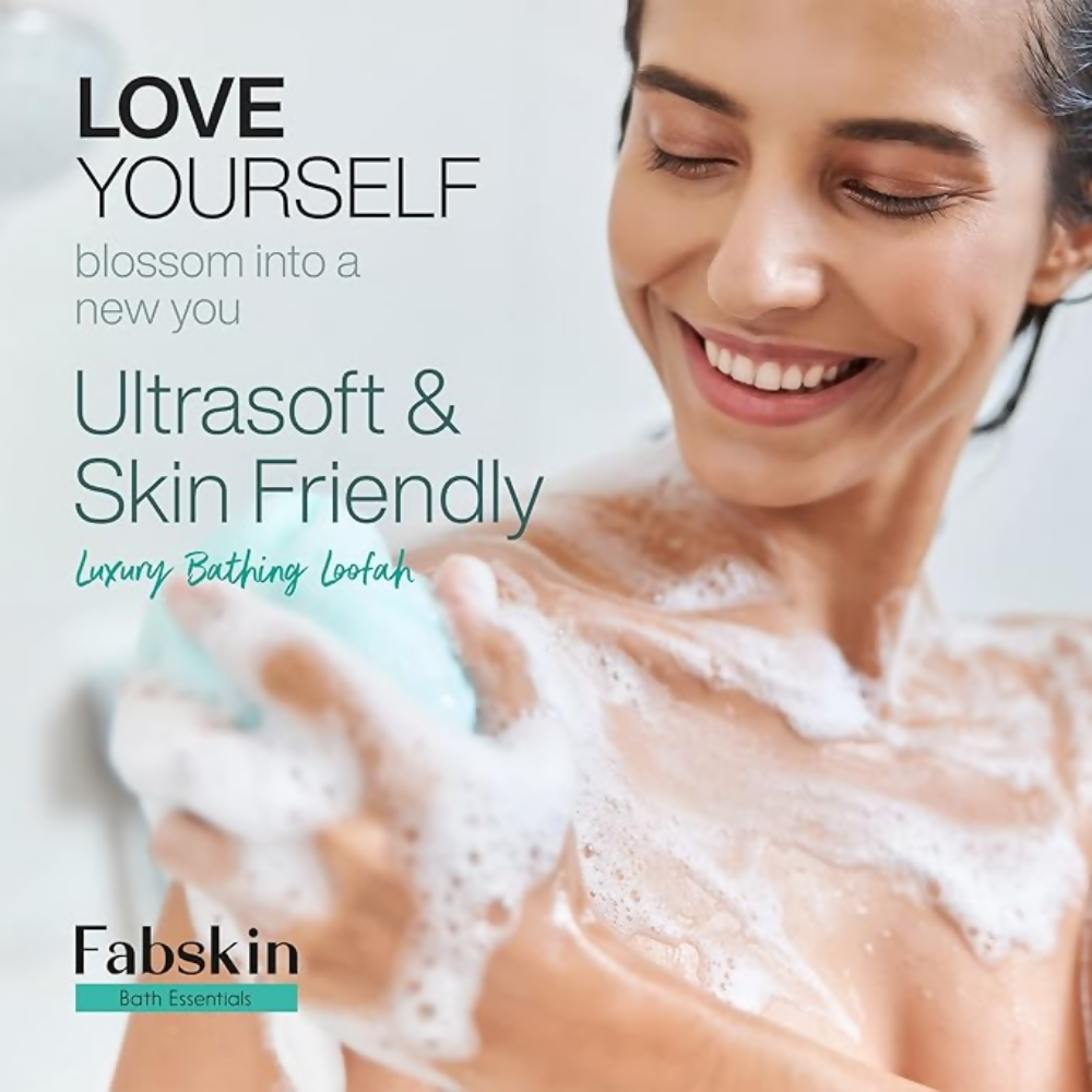 Fabskin Luxury Bathing Round Loofah - Aqua and Pink - 2 Pieces