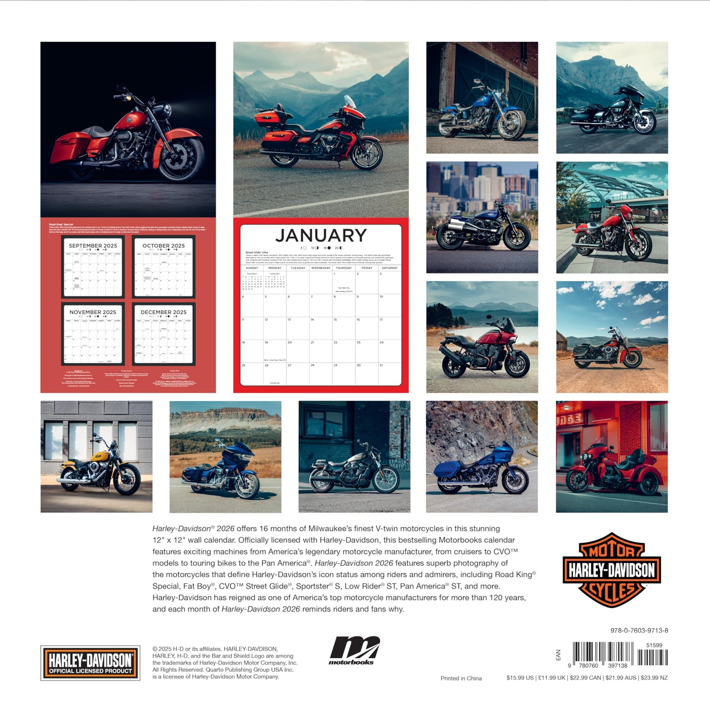 Harley-Davidson 2026 12x12: 16-Month Calendar--September 2025 through December 2026