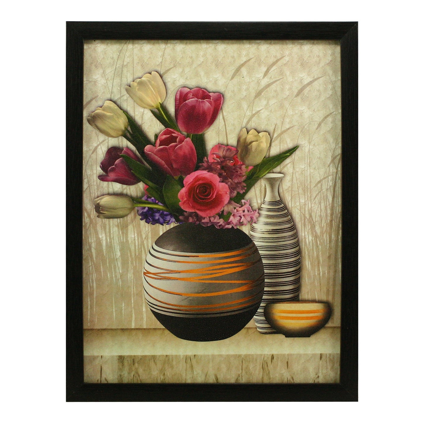 Floral Canvas Paintings Set of 3 - Multicolour - 5.2 x 12.5 Inch, 9.5 x 12.5 Inch - Lightweight