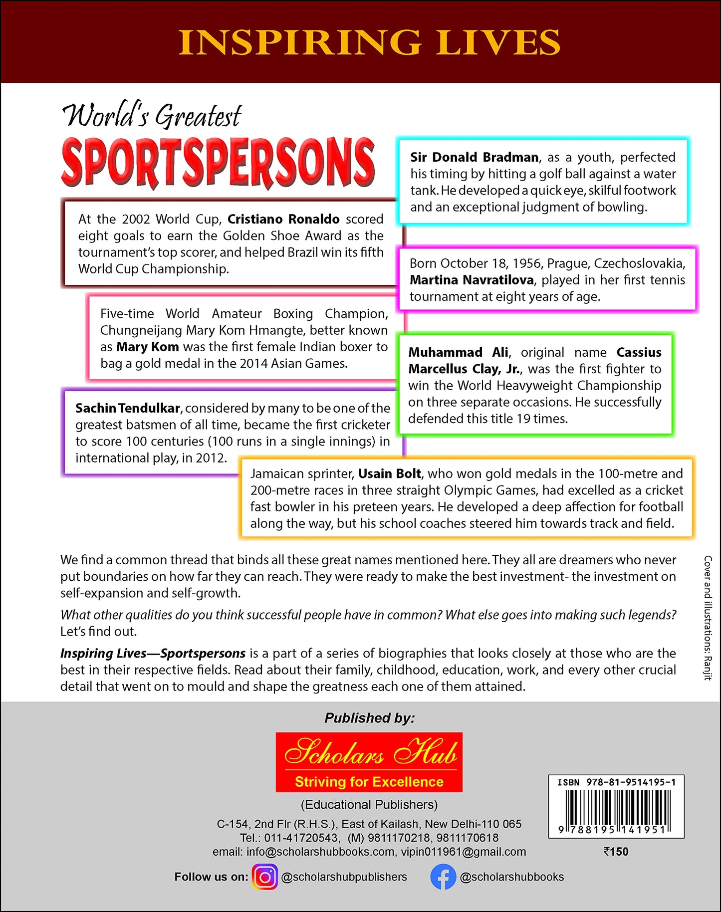 Inspiring Lives:Worlds Greatest Sportspersons : Biographies Of Inspirational Personalities For Kids | 124 Pages