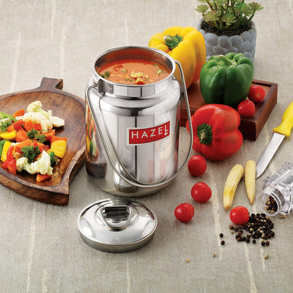HAZEL Stainless Steel Ghee Oil Milk Container for Kitchen|Capacity of 5000 ml, Silver