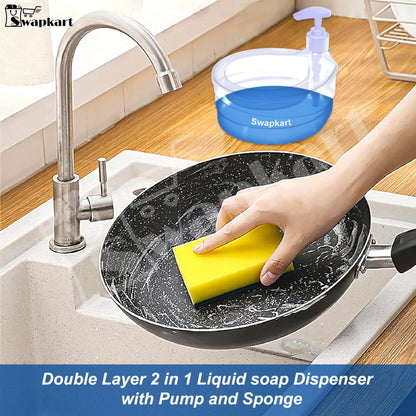 Double Layer Soap Dispenser with Sponge Holder - Plastic - Multi Color