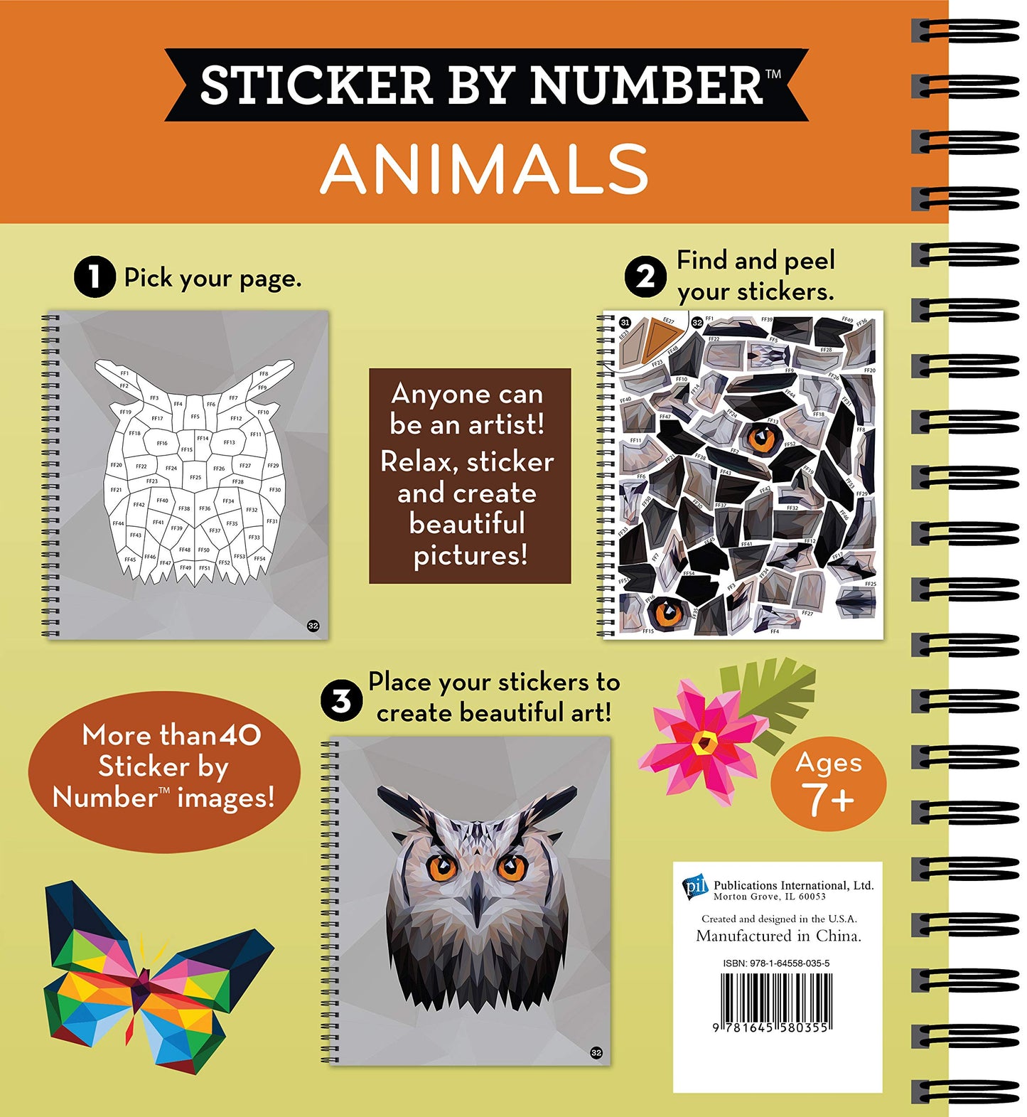 Brain Games - Sticker by Number: Animals - 2 Books in 1 (42 Images to Sticker) 