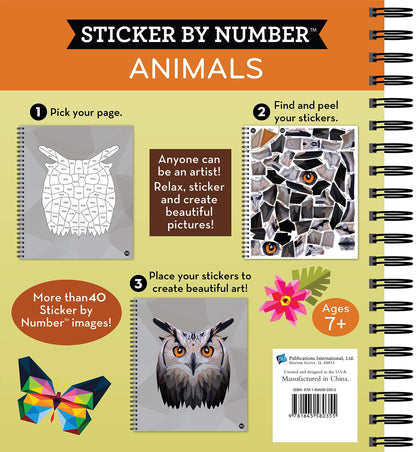 Brain Games - Sticker by Number: Animals - 2 Books in 1 (42 Images to Sticker) 