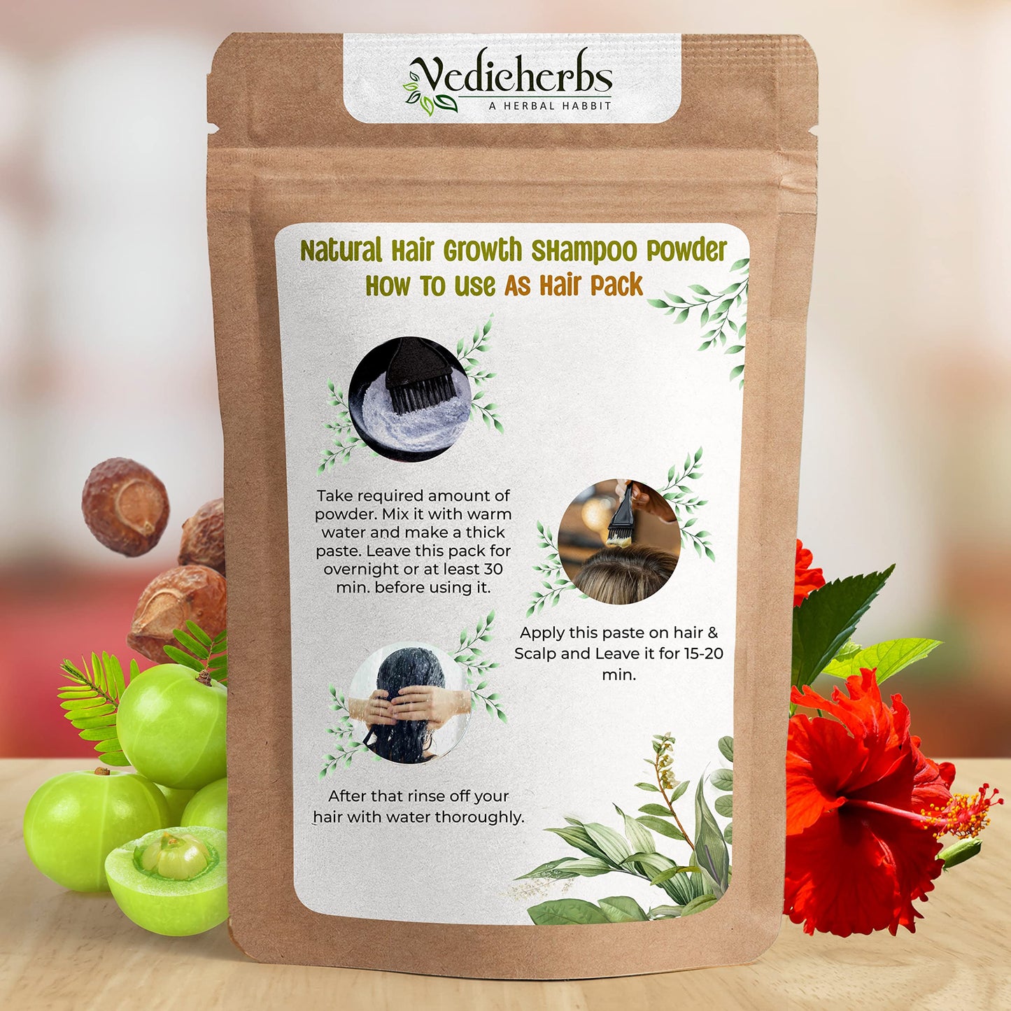 Herbal Hair Growth Shampoo Powder with Amla & Reetha - 400 gm