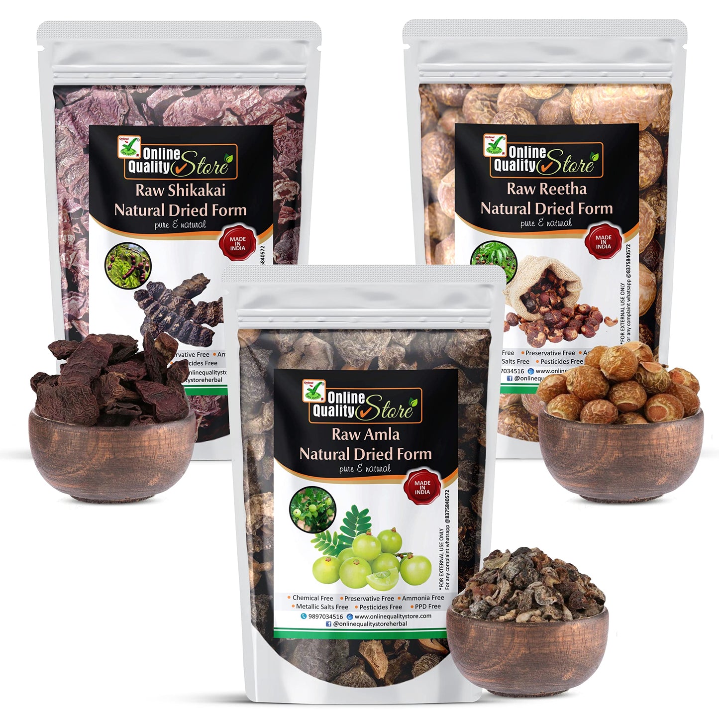 Natural Amla Reetha Shikakai Herbal Hair Pack - 600g