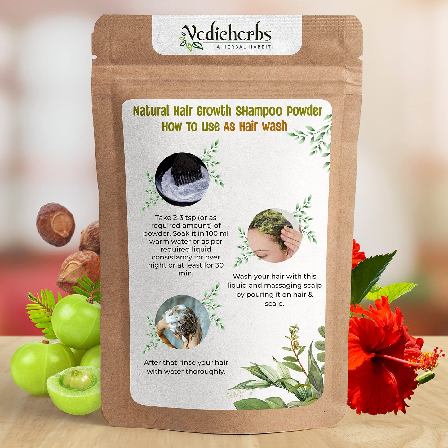 Herbal Hair Growth Shampoo Powder with Amla & Reetha - 400 gm