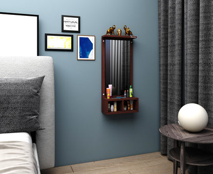 Wall Mounted Dressing Mirror with Storage - Engineered Wood - Wenge - 82.5 cm Height
