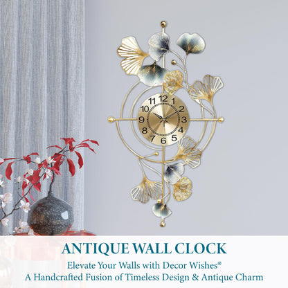 Stylish Metal Wall Clock with Antique Finish - 60 cm for Living Room Decor