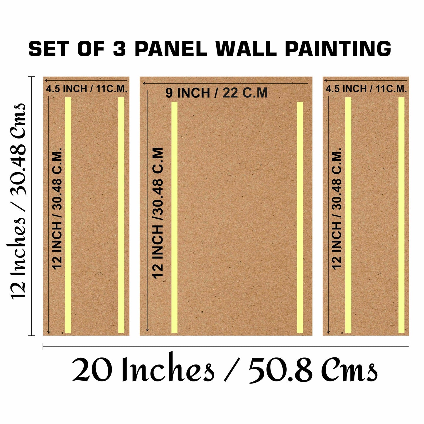 3D Modern Art Canvas Painting Set of 3 - Deer Design - 50.8 cm x 30.48 cm - Framed Wall Art for Home & Office