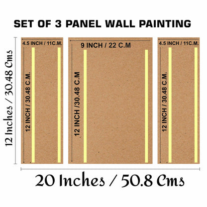 3D Modern Art Canvas Painting Set of 3 - Deer Design - 50.8 cm x 30.48 cm - Framed Wall Art for Home & Office