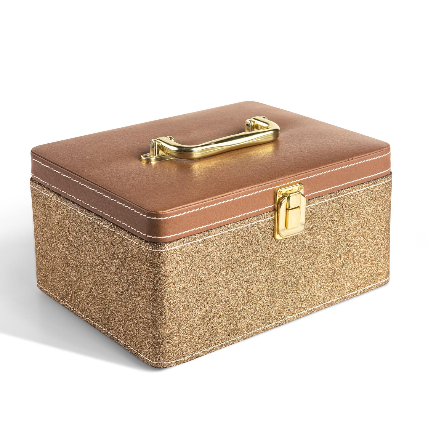 Gold Makeup Vanity Box - Large Cosmetic Organizer for Travel
