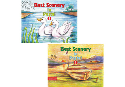 Scholars Hub Best Scenery In Pastel Book -Vol-1, Vol 2 (Set Of 2 Books) | 40 Pages
