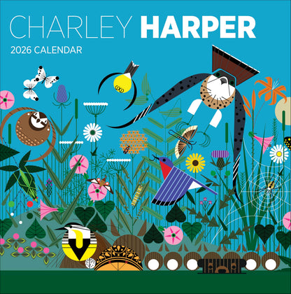 Wall Calendar 2026, Charley Harper Art, 12 Months, Large Grid Design Featuring 12 Artworks