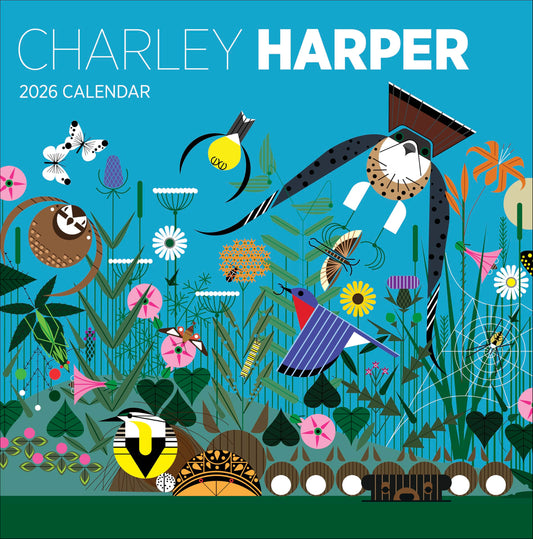 Wall Calendar 2026, Charley Harper Art, 12 Months, Large Grid Design Featuring 12 Artworks