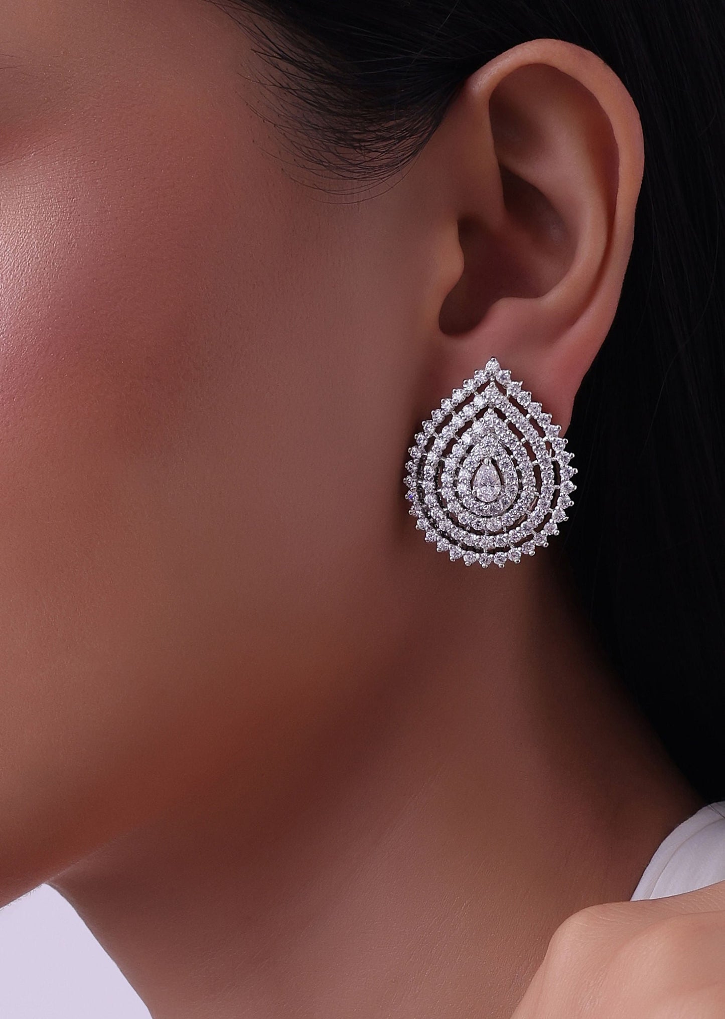 92.5 Sterling Silver Studs Adorned With White Lab Diamonds
