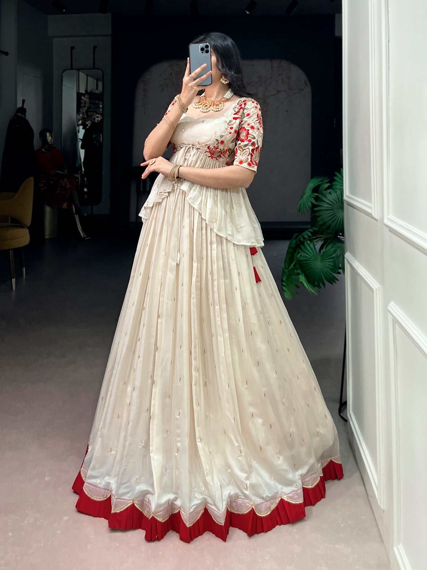 Lorenvalley Fashion Chocolate Silk Sequins and Thread Embroidery Work Lehenga Choli with Coat