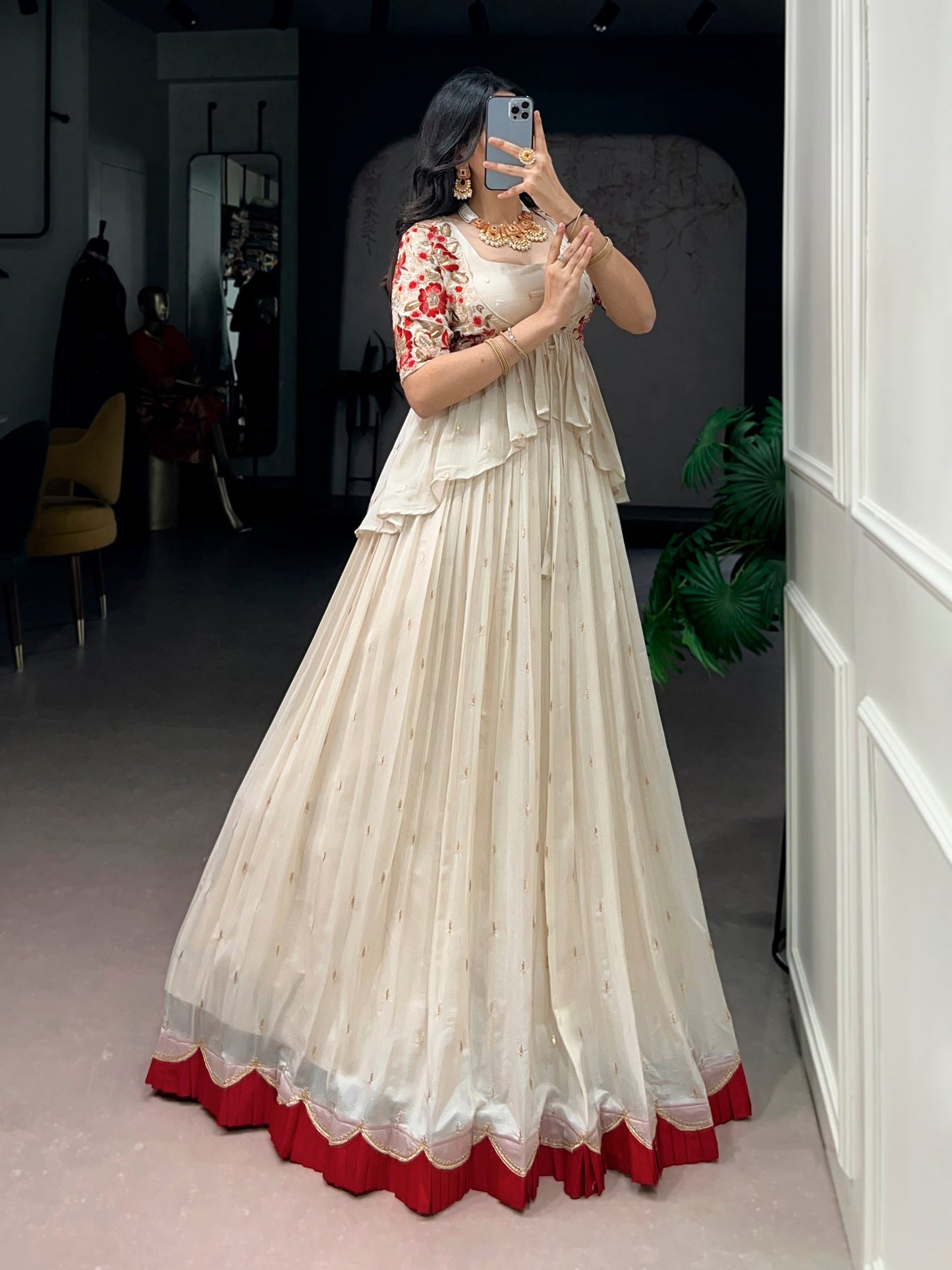 Lorenvalley Fashion Chocolate Silk Sequins and Thread Embroidery Work Lehenga Choli with Coat